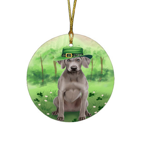 St. Patricks Day Irish Portrait Weimaraner Dog Round Flat Christmas Ornament RFPOR49416