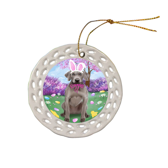 Weimaraner Dog Easter Holiday Ceramic Doily Ornament DPOR49291