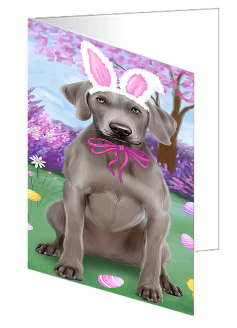 Weimaraner Dog Easter Holiday Handmade Artwork Assorted Pets Greeting Cards and Note Cards with Envelopes for All Occasions and Holiday Seasons GCD51902