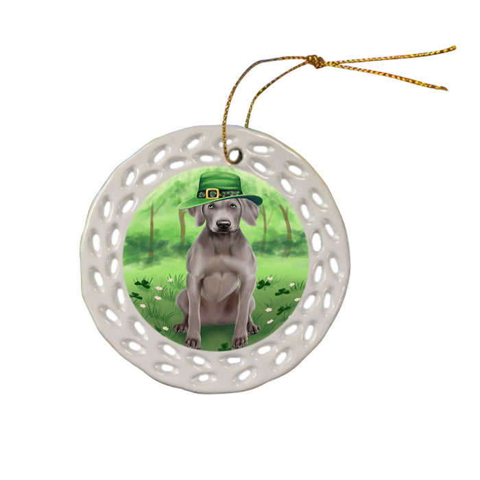 St. Patricks Day Irish Portrait Weimaraner Dog Ceramic Doily Ornament DPOR49425