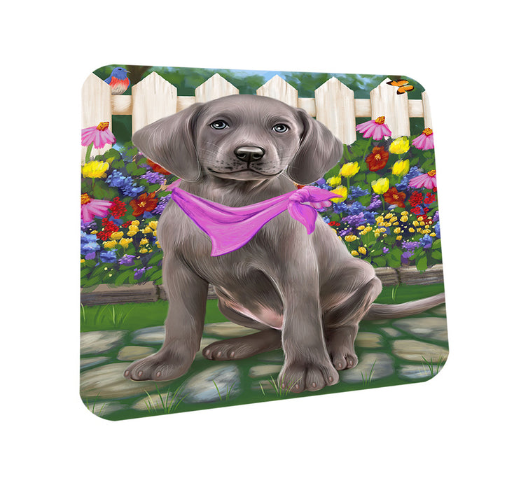 Spring Floral Weimaraner Dog Coasters Set of 4 CST52145