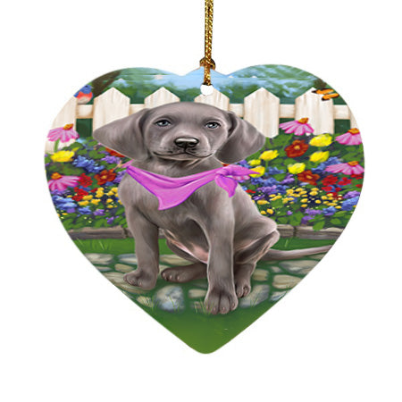 Spring Floral Weimaraner Dog Heart Christmas Ornament HPOR52186