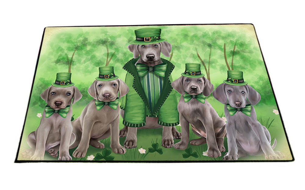 St. Patricks Day Irish Family Portrait Weimaraners Dog Floormat FLMS49791