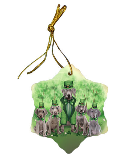 St. Patricks Day Irish Family Portrait Weimaraners Dog Star Porcelain Ornament SPOR49418