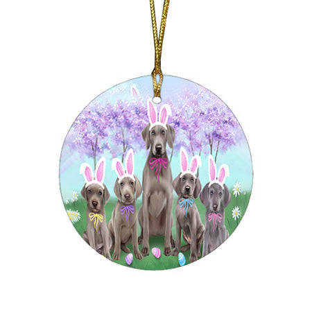 Weimaraners Dog Easter Holiday Round Flat Christmas Ornament RFPOR49283