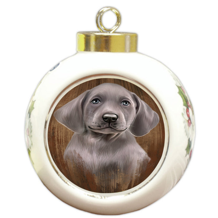Rustic Weimaraner Dog Round Ball Christmas Ornament RBPOR49592