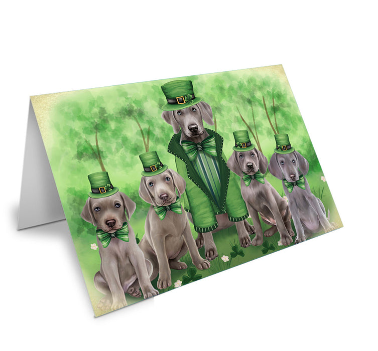 St. Patricks Day Irish Family Portrait Weimaraners Dog Handmade Artwork Assorted Pets Greeting Cards and Note Cards with Envelopes for All Occasions and Holiday Seasons GCD52307