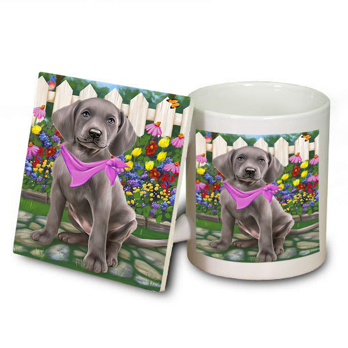 Spring Floral Weimaraner Dog Mug and Coaster Set MUC52271