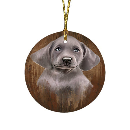 Rustic Weimaraner Dog Round Flat Christmas Ornament RFPOR49583
