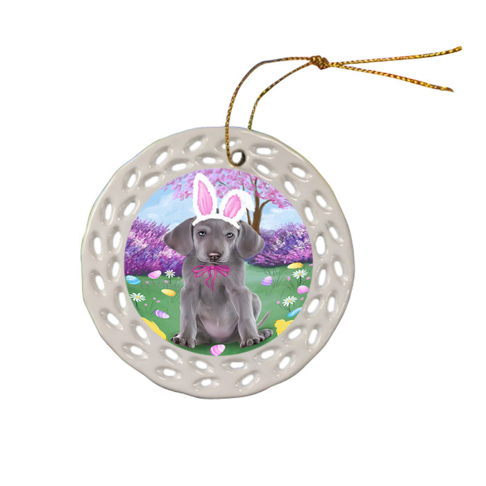 Weimaraner Dog Easter Holiday Ceramic Doily Ornament DPOR49293