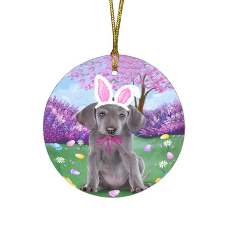 Weimaraner Dog Easter Holiday Round Flat Christmas Ornament RFPOR49284
