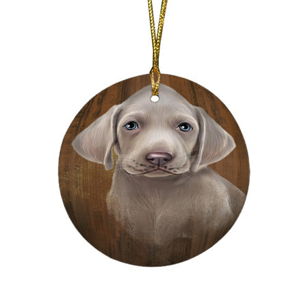 Rustic Weimaraner Dog Round Flat Christmas Ornament RFPOR49584