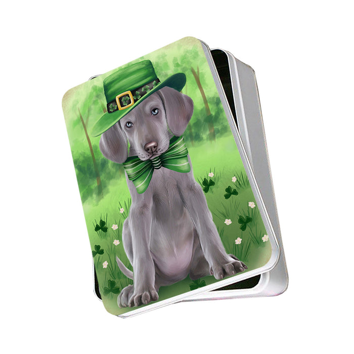 St. Patricks Day Irish Portrait Weimaraner Dog Photo Storage Tin PITN49427