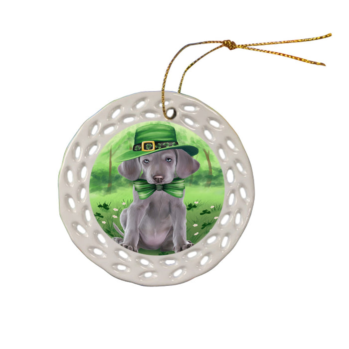 St. Patricks Day Irish Portrait Weimaraner Dog Ceramic Doily Ornament DPOR49427