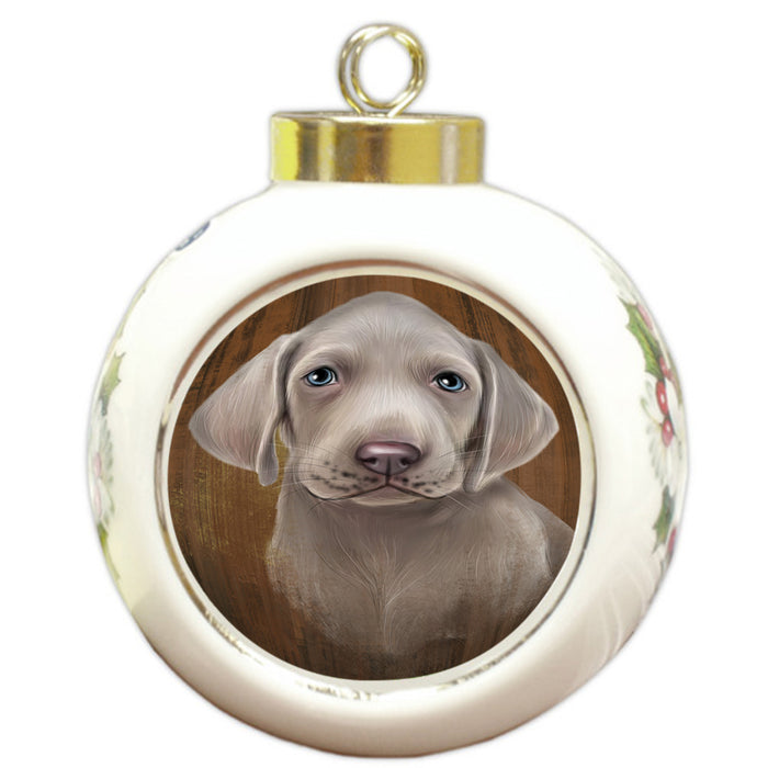 Rustic Weimaraner Dog Round Ball Christmas Ornament RBPOR49593