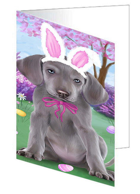 Weimaraner Dog Easter Holiday Handmade Artwork Assorted Pets Greeting Cards and Note Cards with Envelopes for All Occasions and Holiday Seasons GCD51908