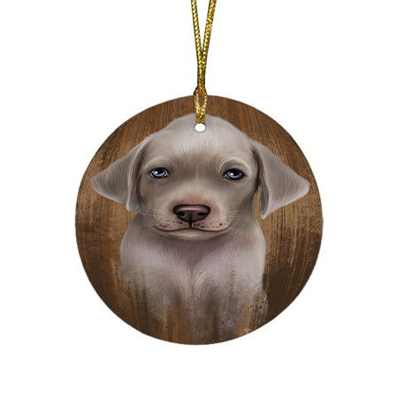 Rustic Weimaraner Dog Round Flat Christmas Ornament RFPOR49585