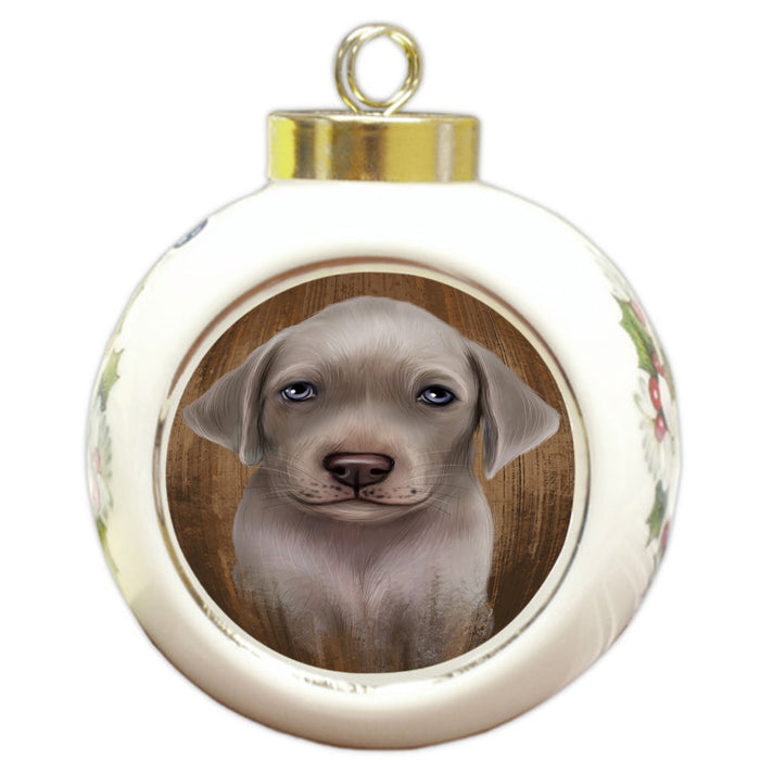 Rustic Weimaraner Dog Round Ball Christmas Ornament RBPOR49594