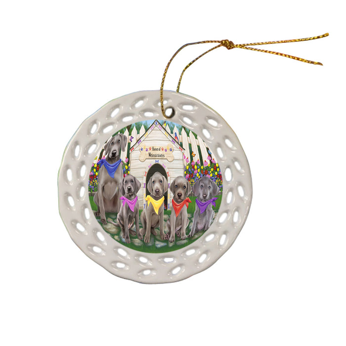 Spring Dog House Weimaraners Dog Ceramic Doily Ornament DPOR50137