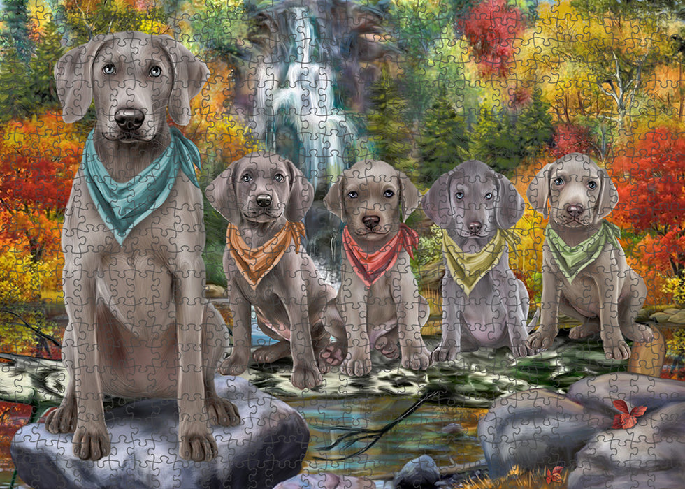 Scenic Waterfall Weimaraners Dog Puzzle with Photo Tin PUZL60045