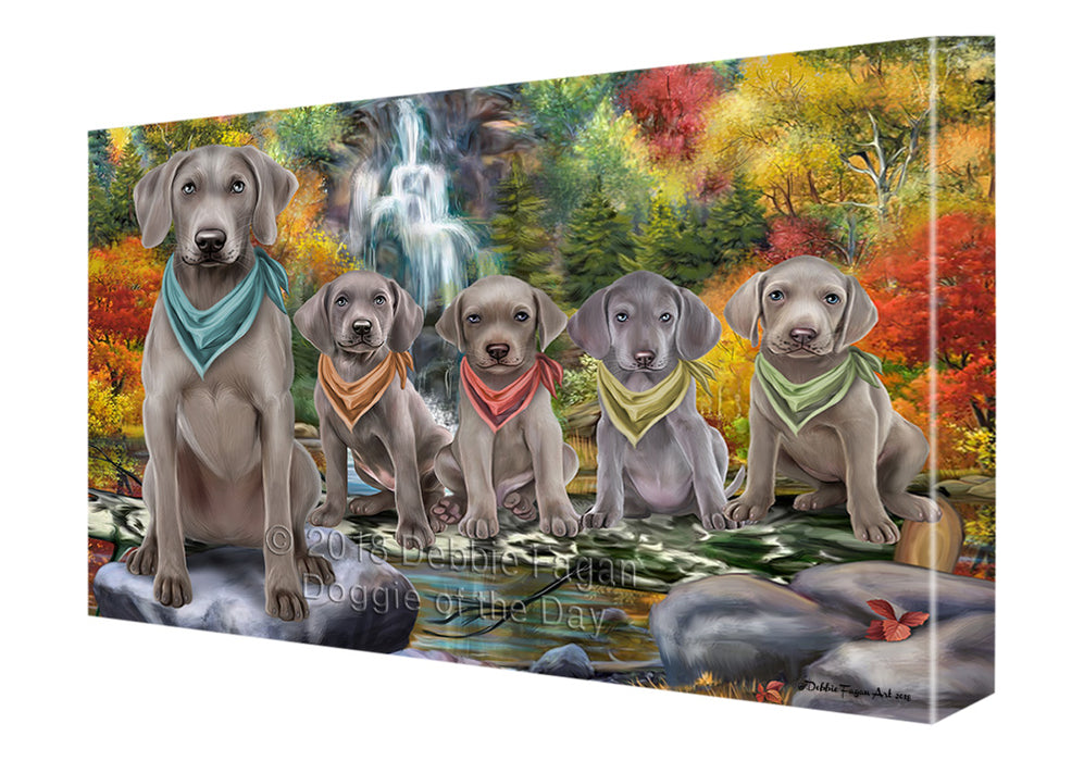 Scenic Waterfall Weimaraners Dog Canvas Print Wall Art Décor CVS85139