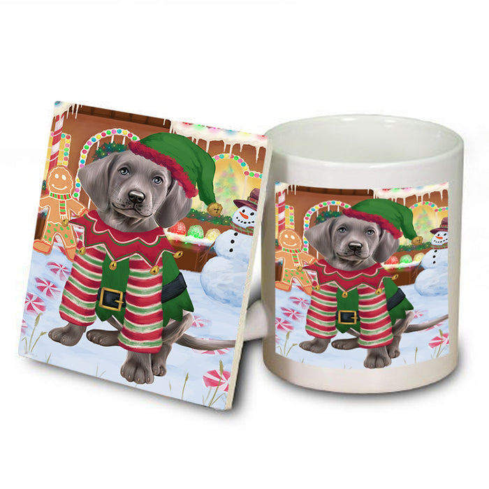 Christmas Gingerbread House Candyfest Weimaraner Dog Mug and Coaster Set MUC56580