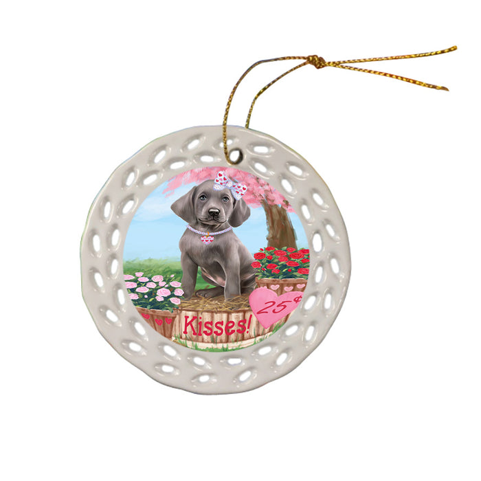 Rosie 25 Cent Kisses Weimaraner Dog Ceramic Doily Ornament DPOR56615