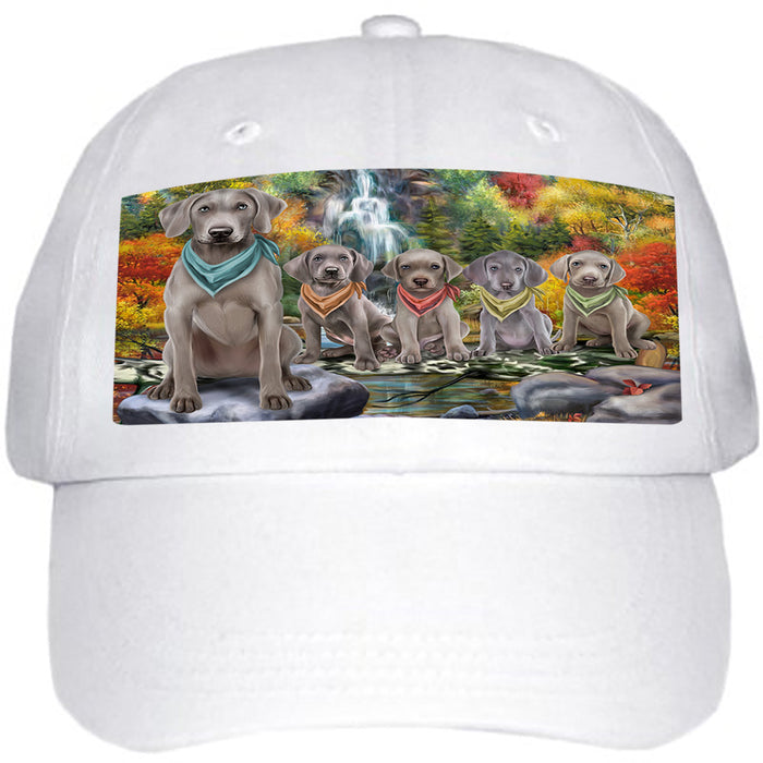 Scenic Waterfall Weimaraners Dog Ball Hat Cap HAT59691