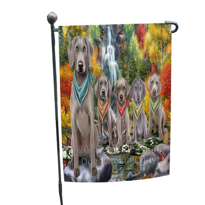 Scenic Waterfall Weimaraners Dog Garden Flag GFLG51983