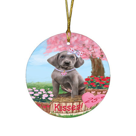 Rosie 25 Cent Kisses Weimaraner Dog Round Flat Christmas Ornament RFPOR56615