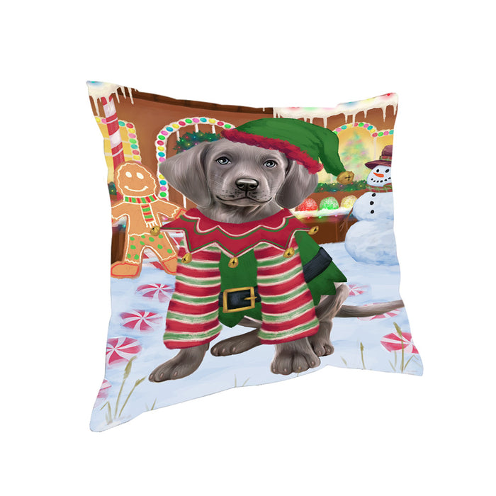 Christmas Gingerbread House Candyfest Weimaraner Dog Pillow PIL80644