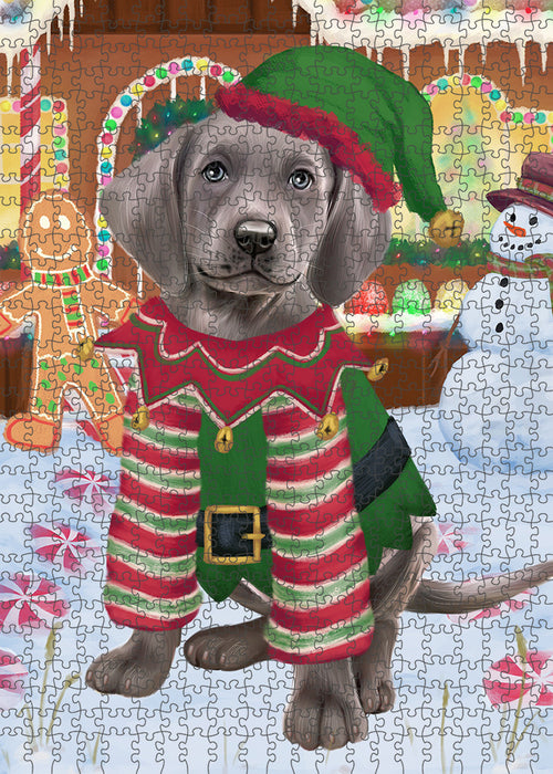 Christmas Gingerbread House Candyfest Weimaraner Dog Puzzle with Photo Tin PUZL94552