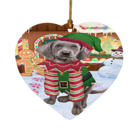 Christmas Gingerbread House Candyfest Weimaraner Dog Heart Christmas Ornament HPOR56944