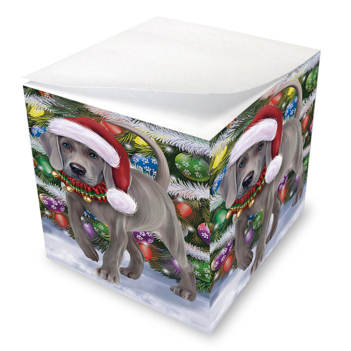 Trotting in the Snow Weimaraner Dog Note Cube NOC56247