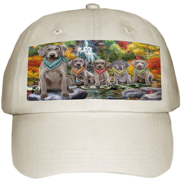 Scenic Waterfall Weimaraners Dog Ball Hat Cap HAT59691