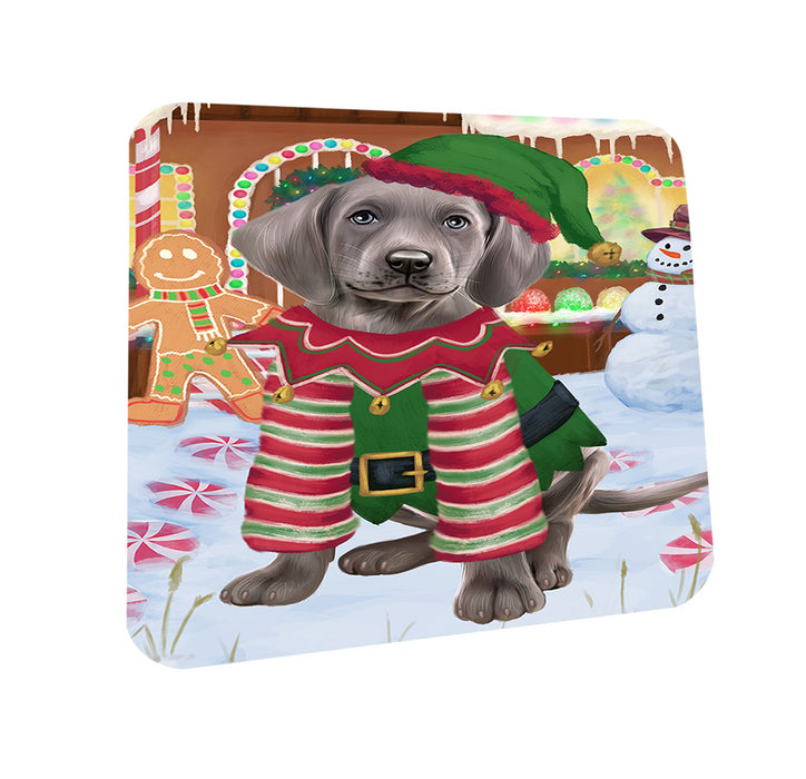 Christmas Gingerbread House Candyfest Weimaraner Dog Coasters Set of 4 CST56546