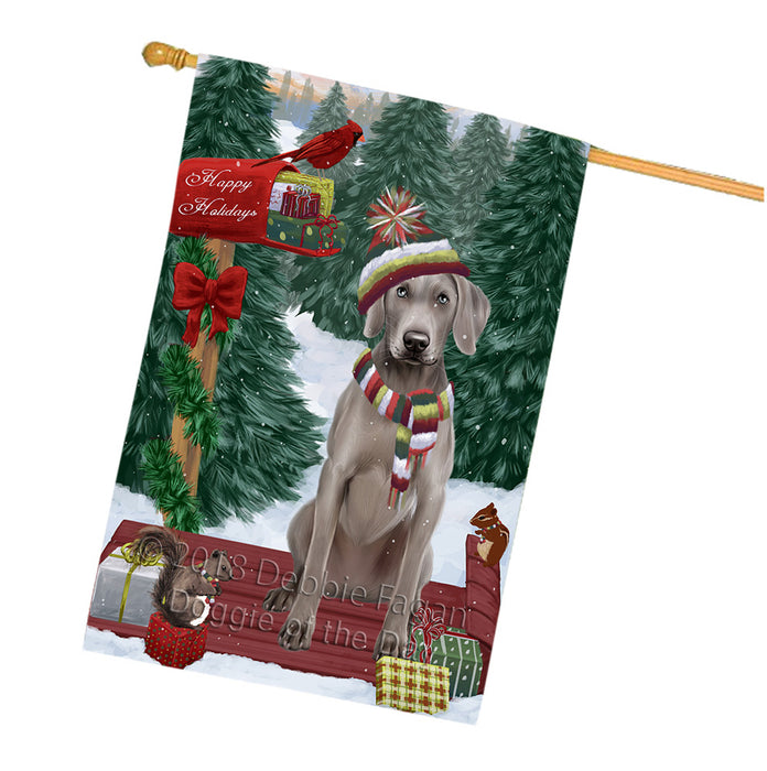 Merry Christmas Woodland Sled Weimaraner Dog House Flag FLG55494