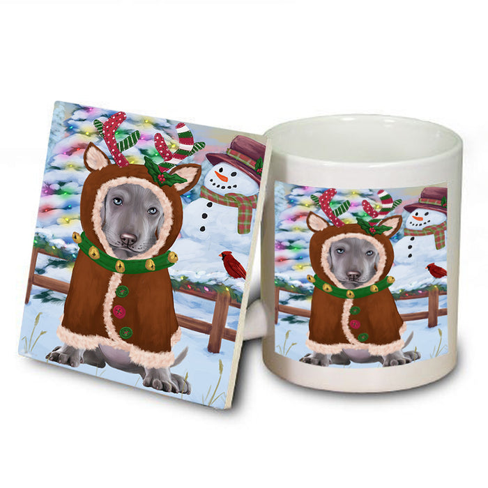 Christmas Gingerbread House Candyfest Weimaraner Dog Mug and Coaster Set MUC56581