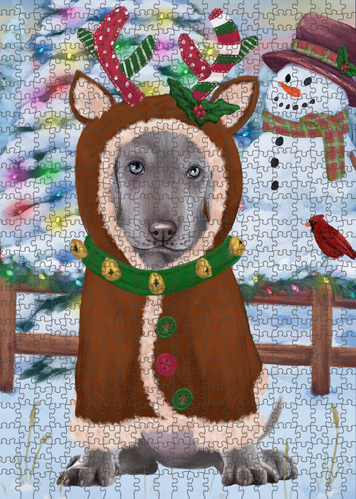 Christmas Gingerbread House Candyfest Weimaraner Dog Puzzle with Photo Tin PUZL94556