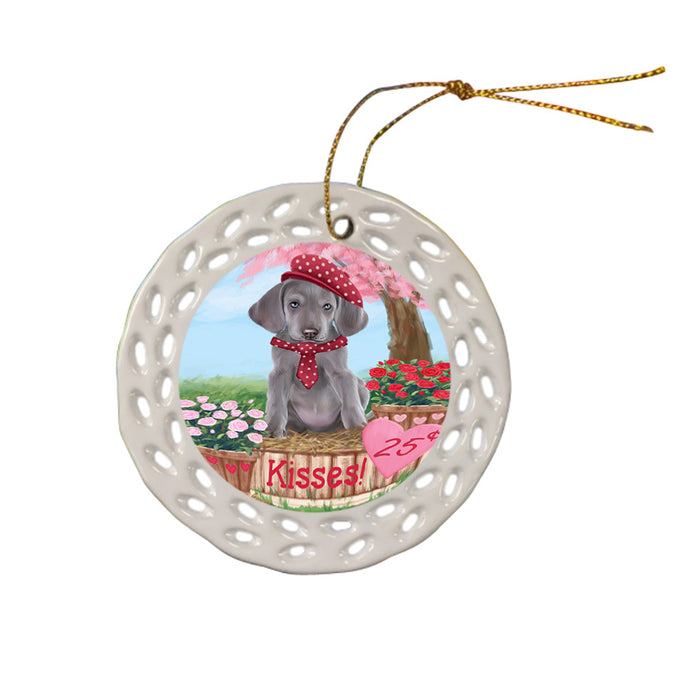 Rosie 25 Cent Kisses Weimaraner Dog Ceramic Doily Ornament DPOR56616