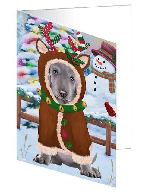 Christmas Gingerbread House Candyfest Weimaraner Dog Handmade Artwork Assorted Pets Greeting Cards and Note Cards with Envelopes for All Occasions and Holiday Seasons GCD74282