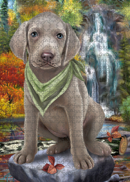 Scenic Waterfall Weimaraner Dog Puzzle with Photo Tin PUZL60048