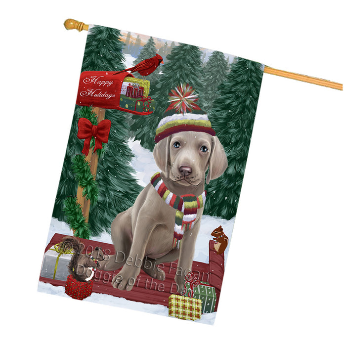 Merry Christmas Woodland Sled Weimaraner Dog House Flag FLG55495