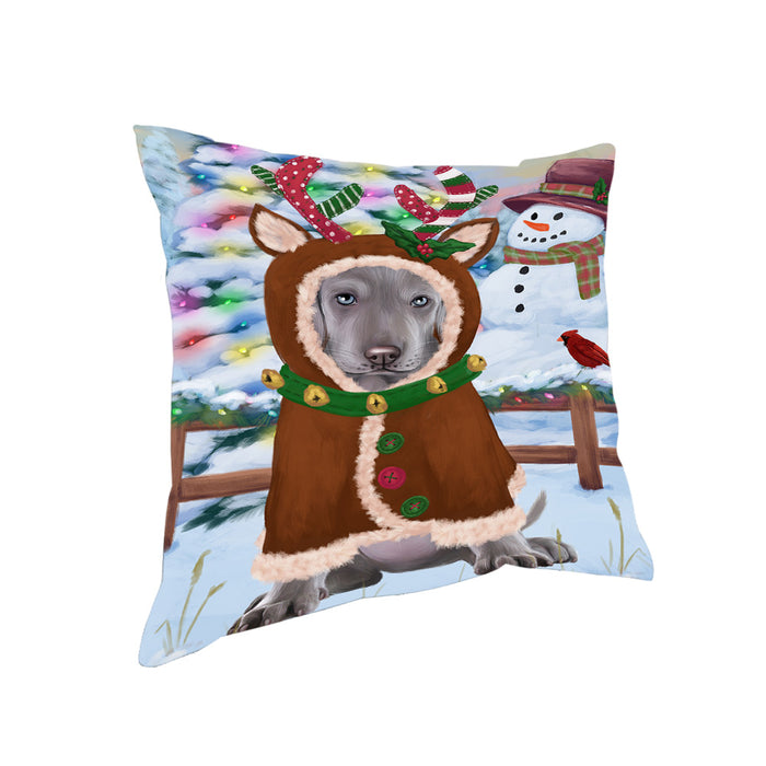 Christmas Gingerbread House Candyfest Weimaraner Dog Pillow PIL80648