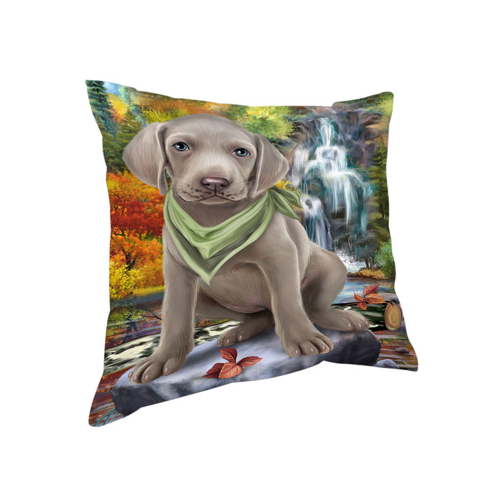 Scenic Waterfall Weimaraner Dog Pillow PIL64312
