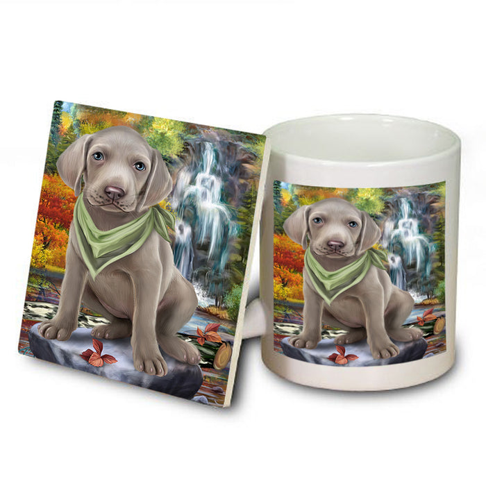 Scenic Waterfall Weimaraner Dog Mug and Coaster Set MUC51979