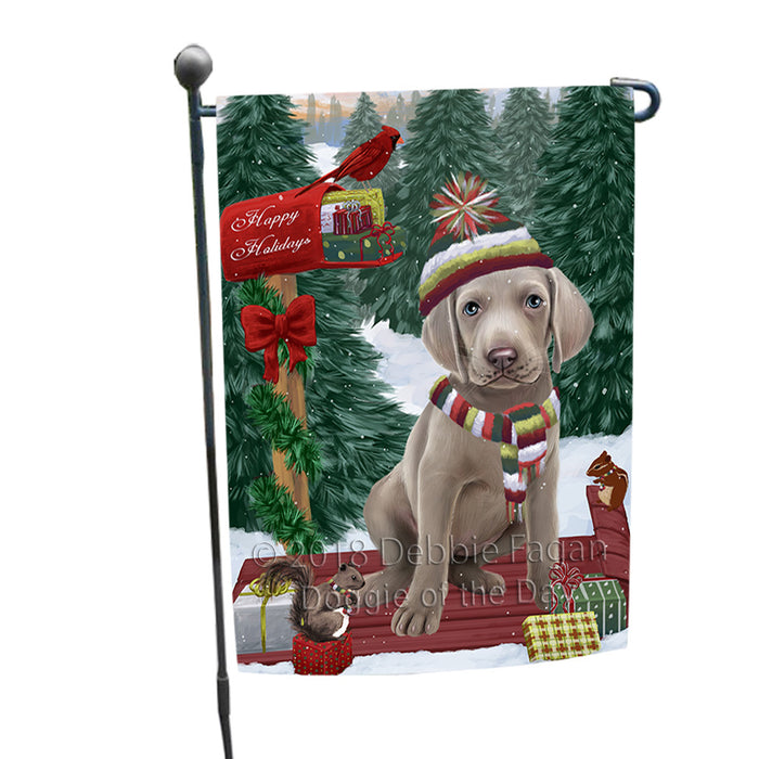 Merry Christmas Woodland Sled Weimaraner Dog Garden Flag GFLG55359