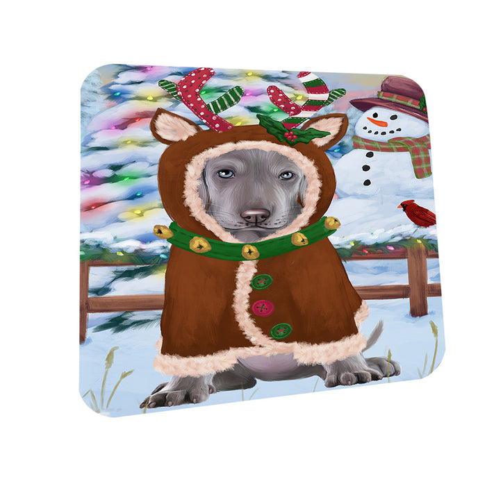 Christmas Gingerbread House Candyfest Weimaraner Dog Coasters Set of 4 CST56547
