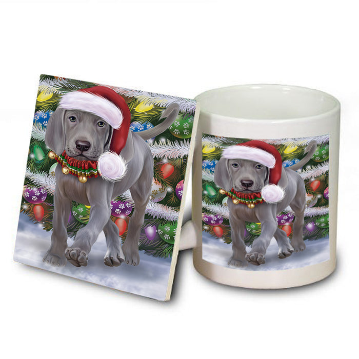 Trotting in the Snow Weimaraner Dog Mug and Coaster Set MUC54594