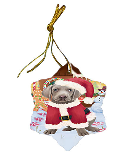 Christmas Gingerbread House Candyfest Weimaraner Dog Star Porcelain Ornament SPOR56946